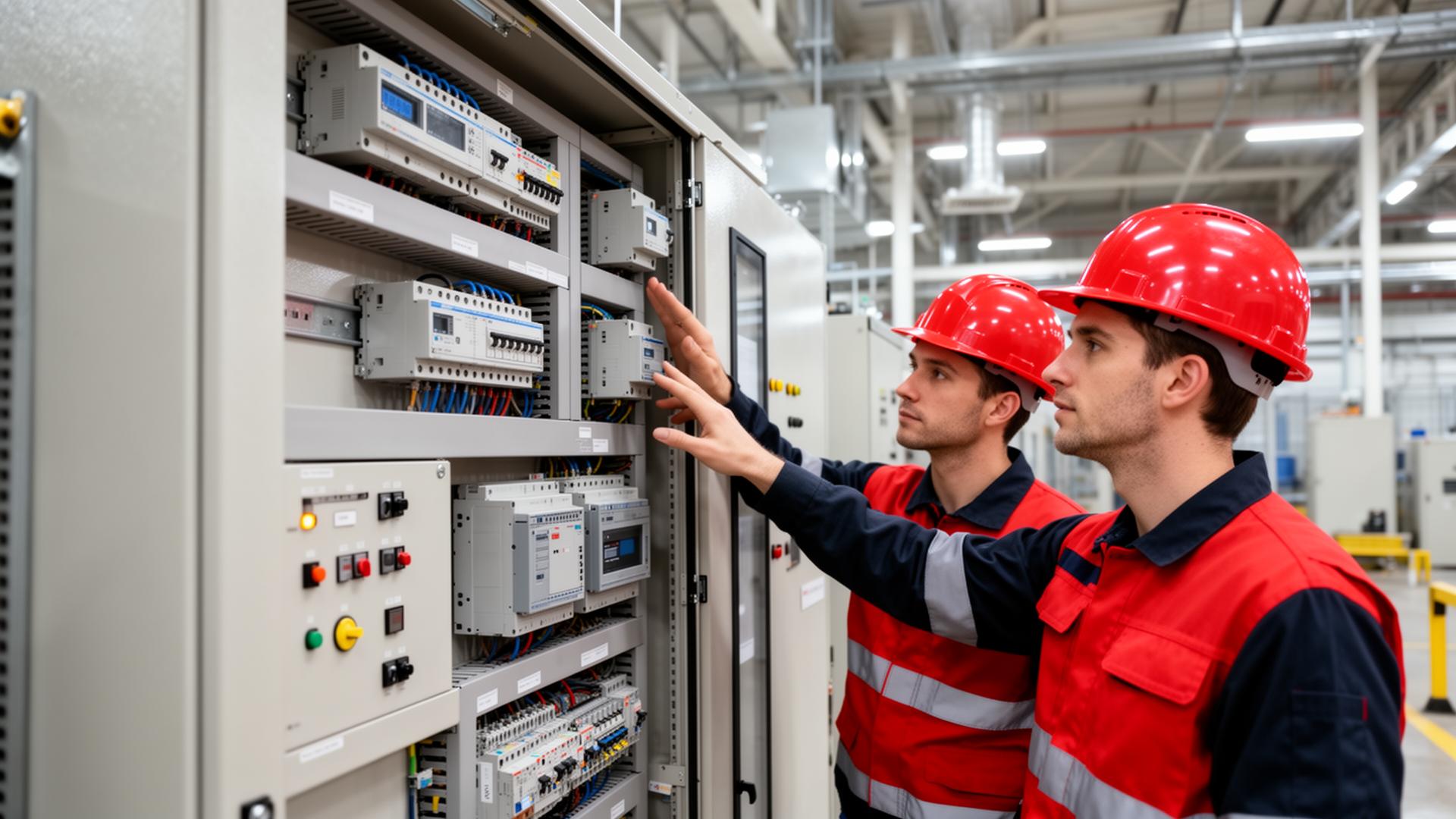 BryPro engineers inspecting a control panel